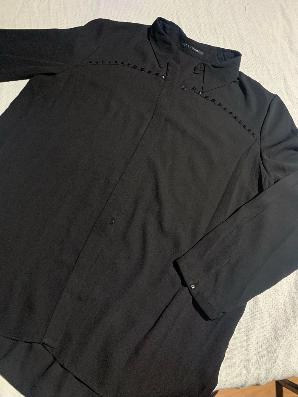 Black Stud-Trim Blouse - Picture 4 of 9